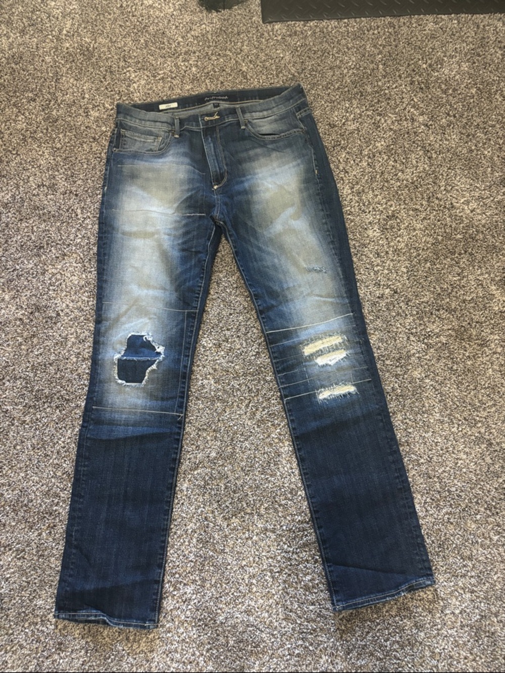 DRIFTWOOD Women's Distressed Blue Slim Straight Jeans